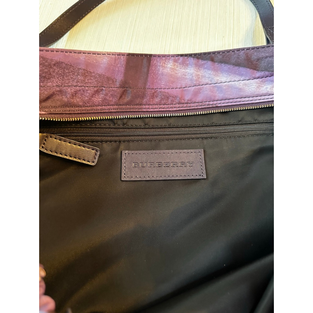 Burberry Purple/White Nylon & Leather Large Tote Bag - Picture 13 of 13